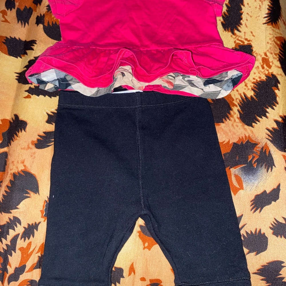 Burberry Pink and Black outfit 3 months